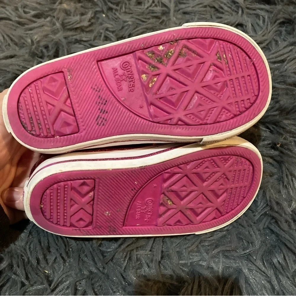 Girls Pink Glitter Converse Sneakers